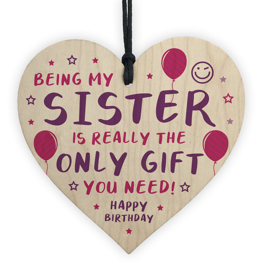 Funny Sister Birthday Gifts From Brother Novelty Wooden Heart