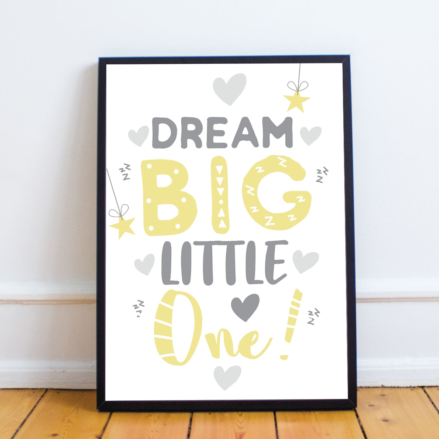 Grey Yellow Nursery Framed Prints Wall Art Picture For Baby Room