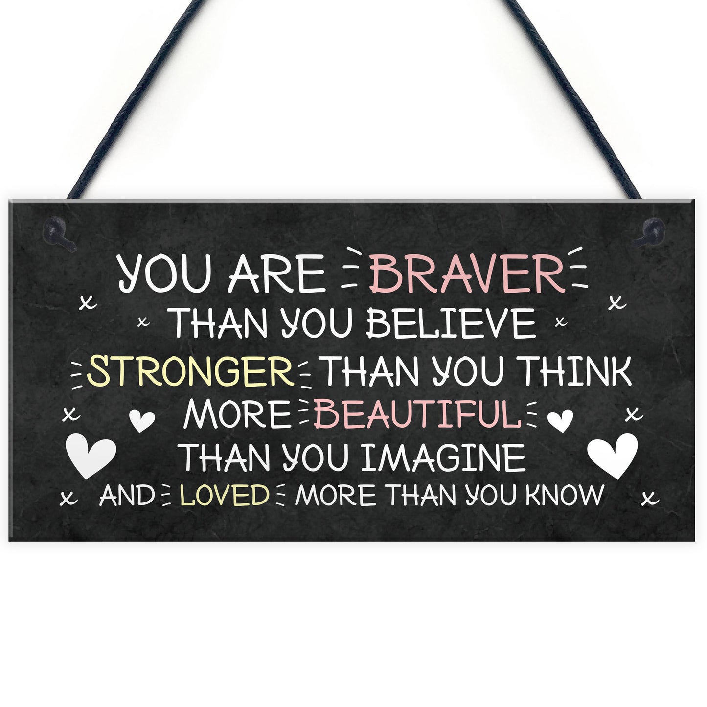 Friendship Sign Hanging Braver Stronger Beautiful Wall Decor