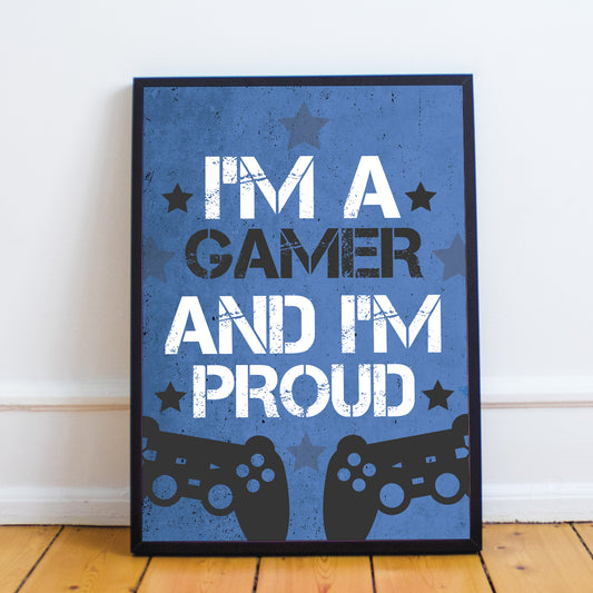 Boys Bedroom Decor Blue Gaming Sign Gaming Print Framed