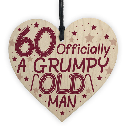 Rude 60th Birthday Funny Wooden Heart Birthday Gift Dad Grandad