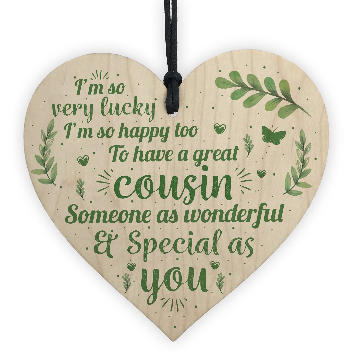 Handmade Special Cousin Gift Wood Heart Plaque Birthday Keepsake