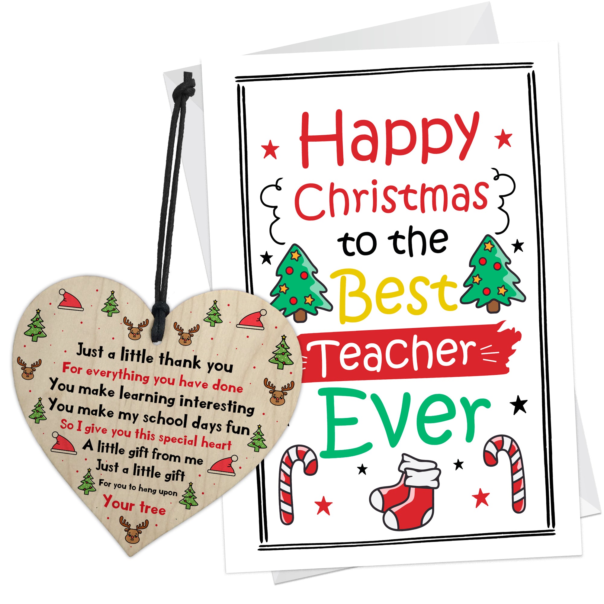 Christmas Card And Gift For Teacher Wood Heart Teacher Gifts – Red