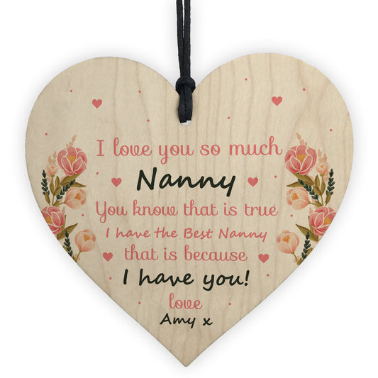 Nanny Birthday Christmas Thank You Gift Wood Heart Love Plaque