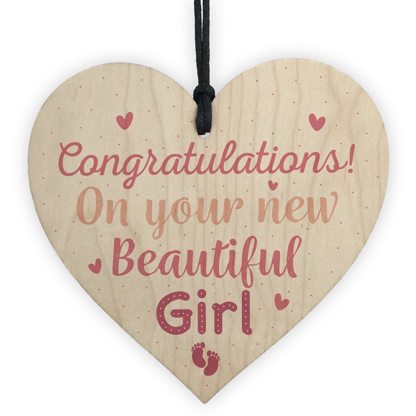 Newborn Baby Girl Gift Present Christening Keepsake Wood Heart