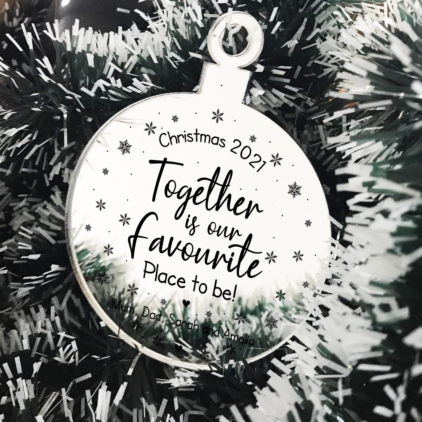 Personalised Christmas Bauble For Family Favourite Place Engrave