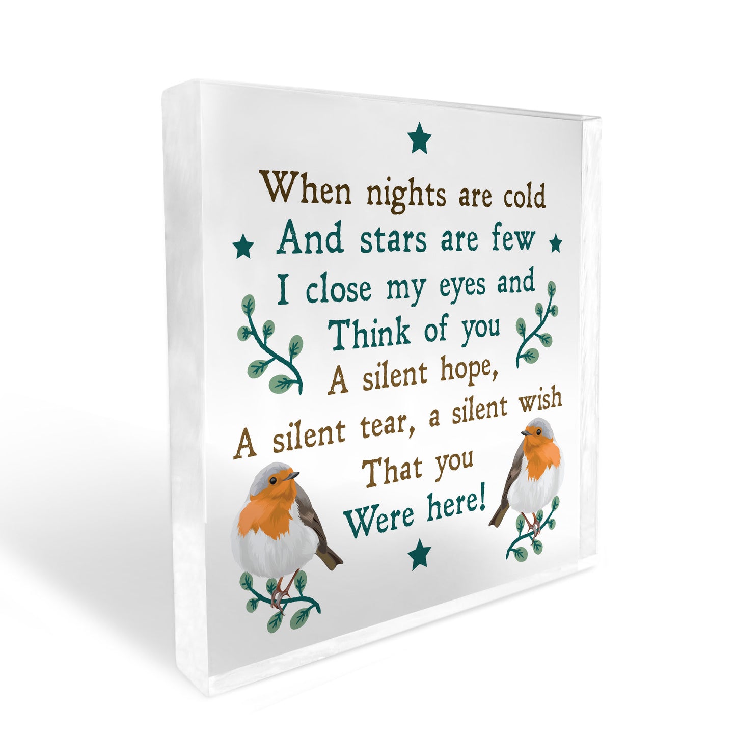 Robin Christmas Memorial Plaque For Mum Nan Dad Grandad