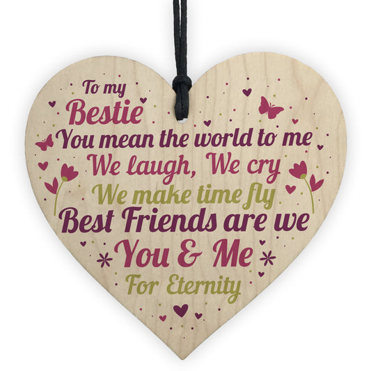 Bestie Ornament Present Bestie Friendship Plaque Wooden Heart