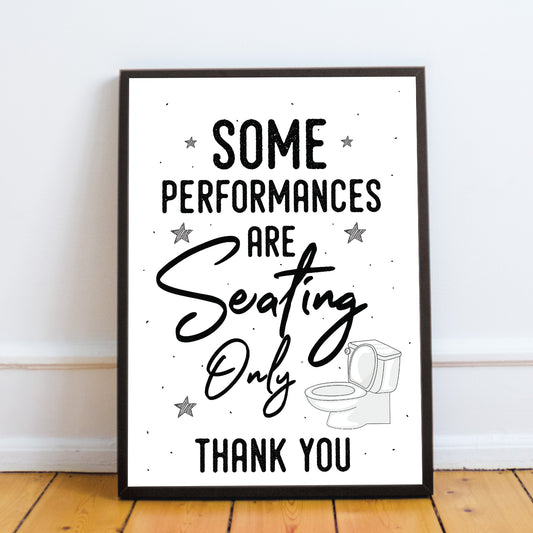 Bathroom Print Framed Funny Toilet Loo Sign Bathroom Decor