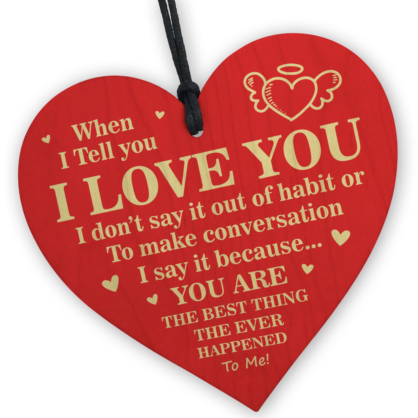 Valentines Day I Love You Wood Heart Gift For Boyfriend
