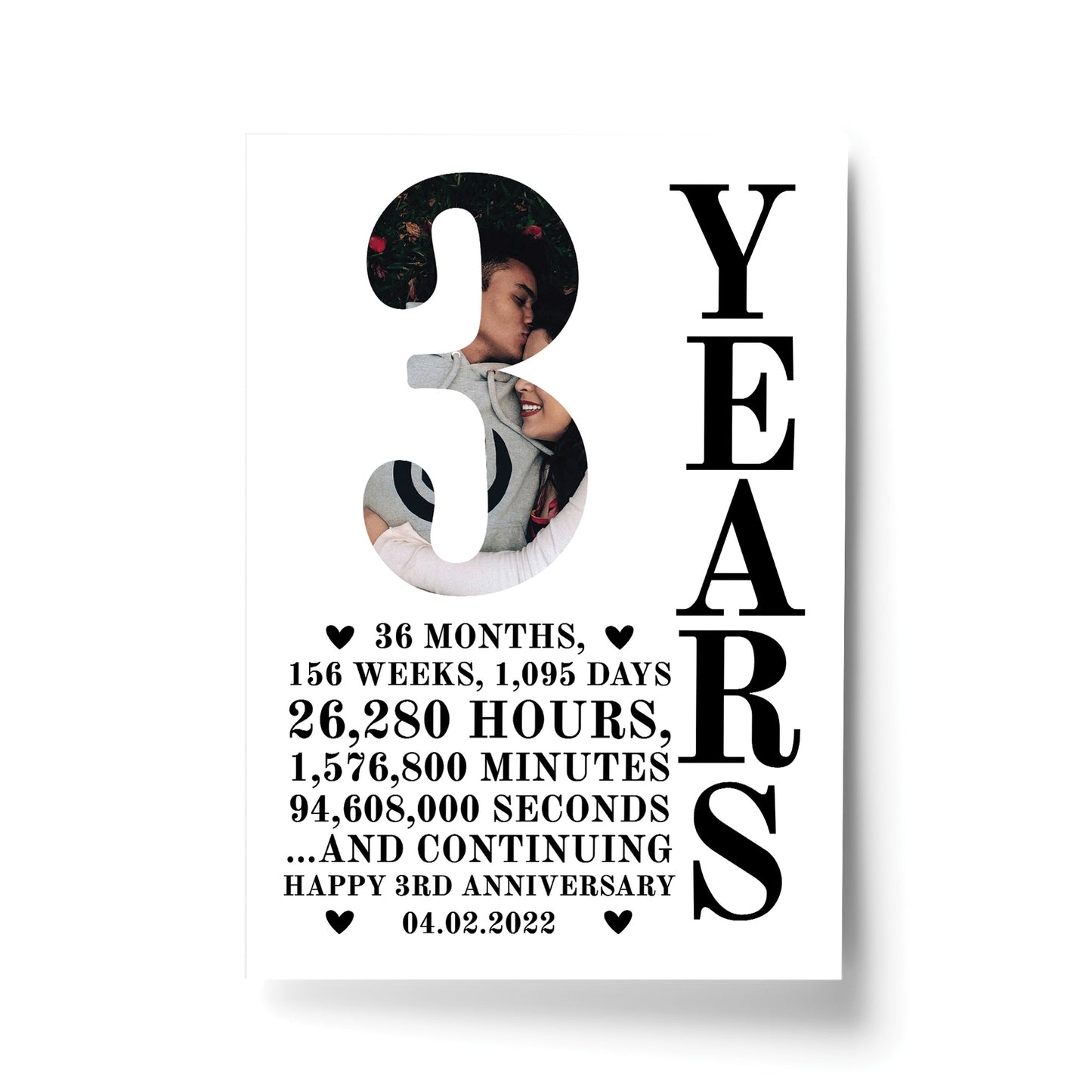 3rd Anniversary Gift Print Personalised Photo Husband Wife Him