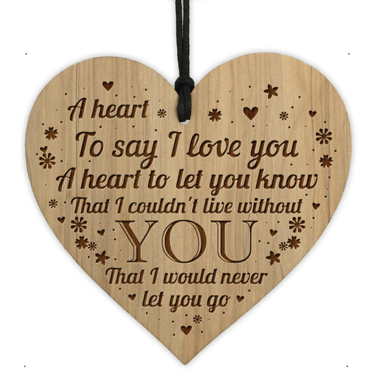 Anniversary Gifts For Him Her I LOVE YOU Engraved Heart