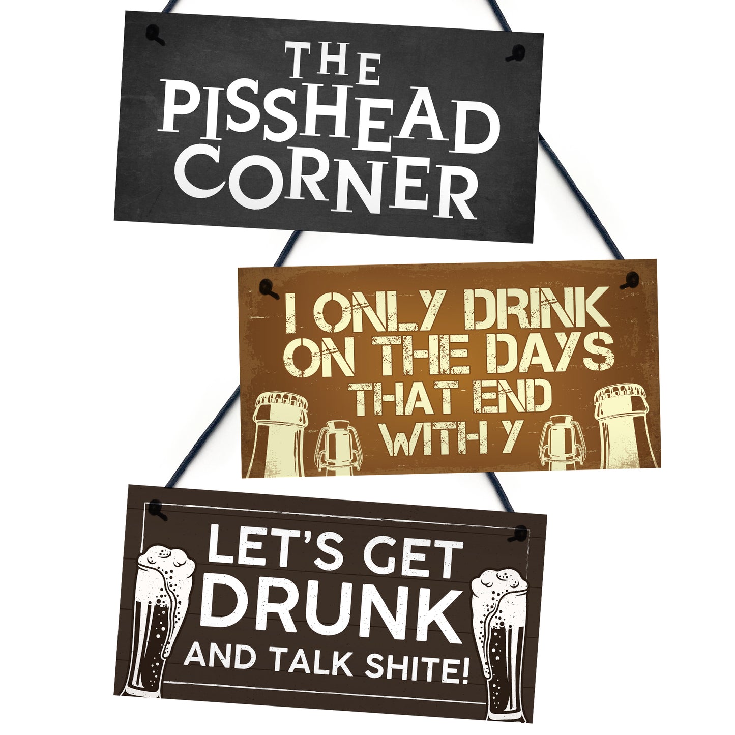 Funny PACK OF 3 Alcohol Signs For Home Garden Bar Man Cave