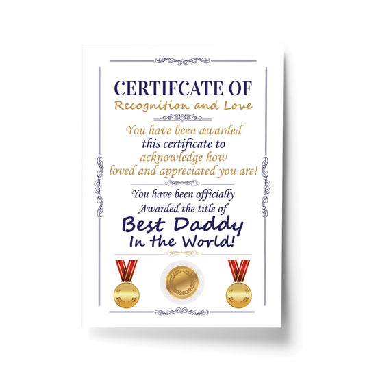 Novelty Certificate Fathers Day Birthday Funny Gift For Daddy
