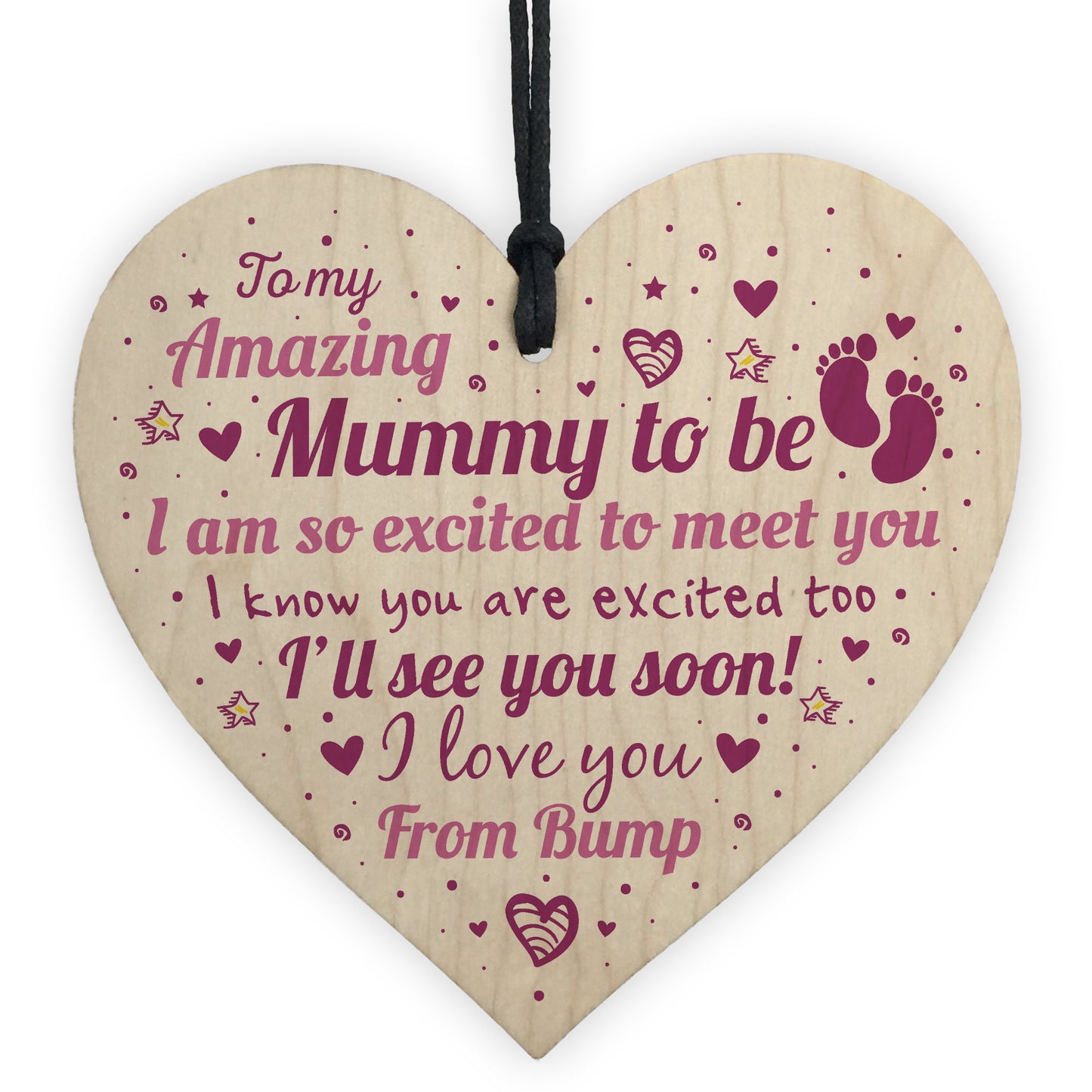 Mum Mummy To Be Gift Funny Novelty Wood Heart Baby Shower Gift