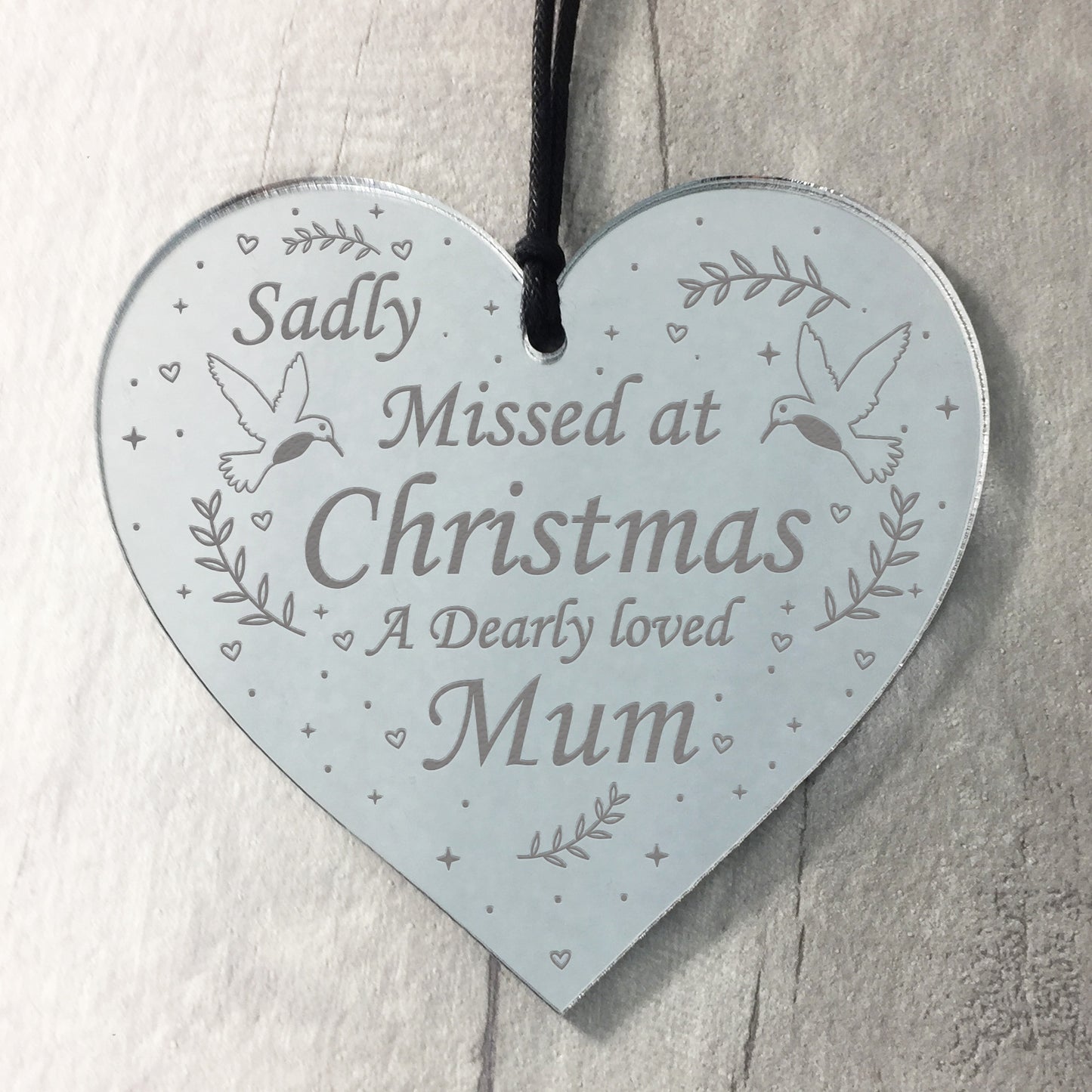 Christmas Memorial Decoration For Mum Mirror Acrylic Heart