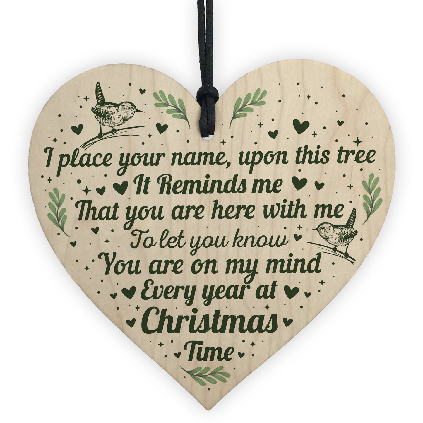 Christmas Time Memorial Bauble Tree Decoration Wooden Chic Gifts