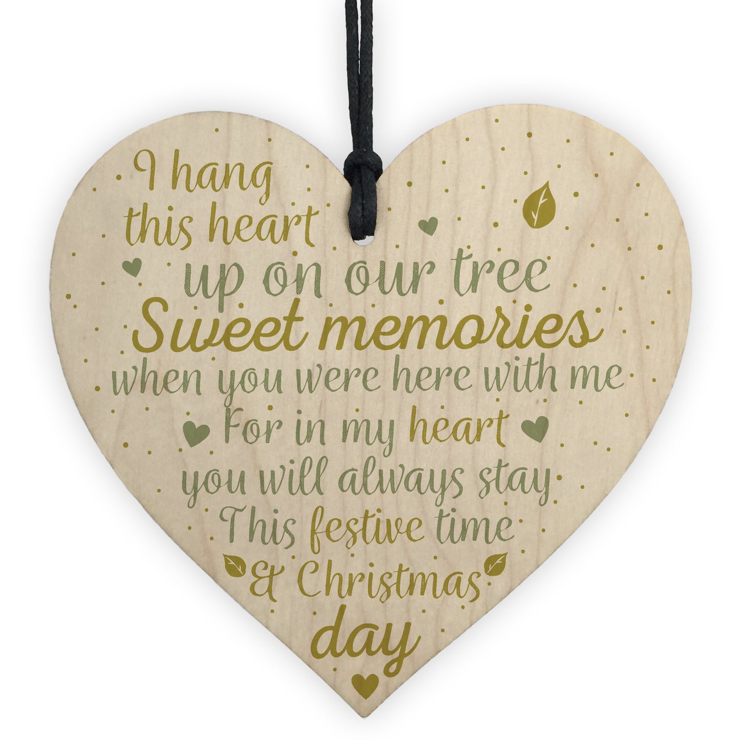 Christmas Tree Memorial Wood Heart Decoration Mum Dad Memorial