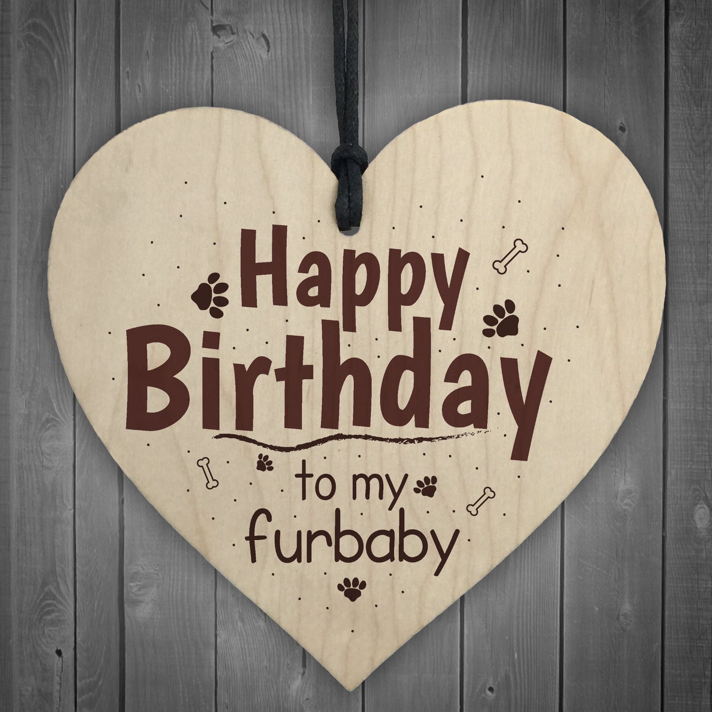 Funny Happy Birthday Wood Heart For Dog Cat Lover Pet Theme Him