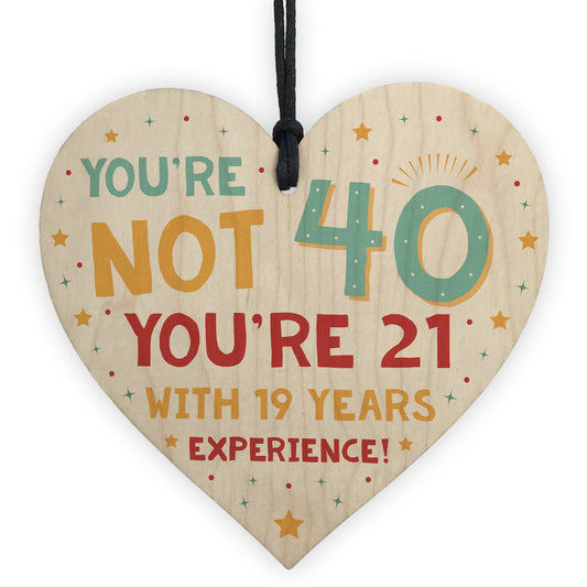 40th Birthday Gift Wooden Heart 40th Decoration 40 Forty Today
