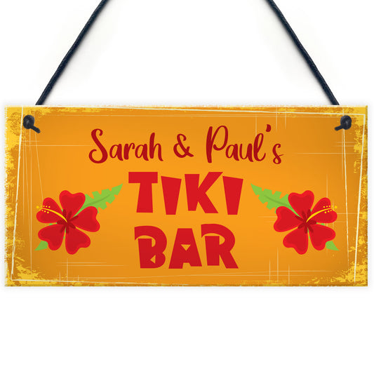 Novelty Tiki Bar Personalised Hanging Plaque Tropical Decor Gift