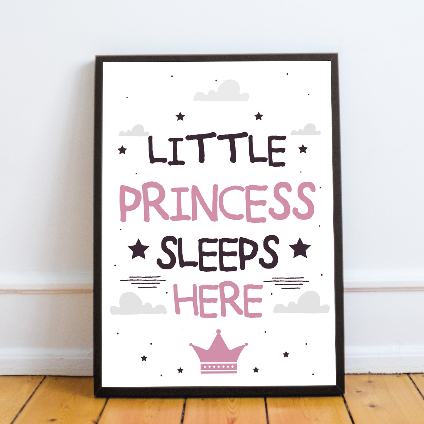 Girls Nursery Decoration Framed Print Princess Sleeps Here Gift
