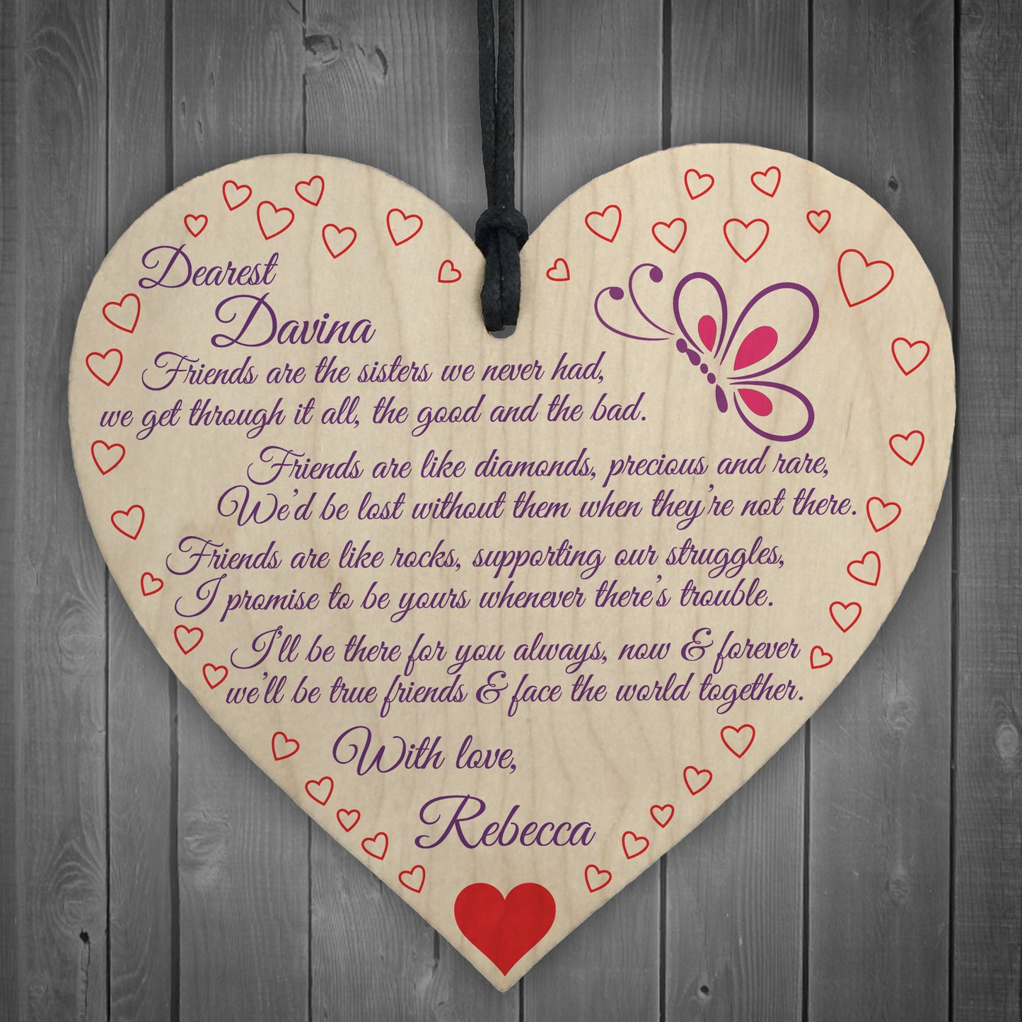 Personalised Friends Are The Sisters Wooden Hanging Heart