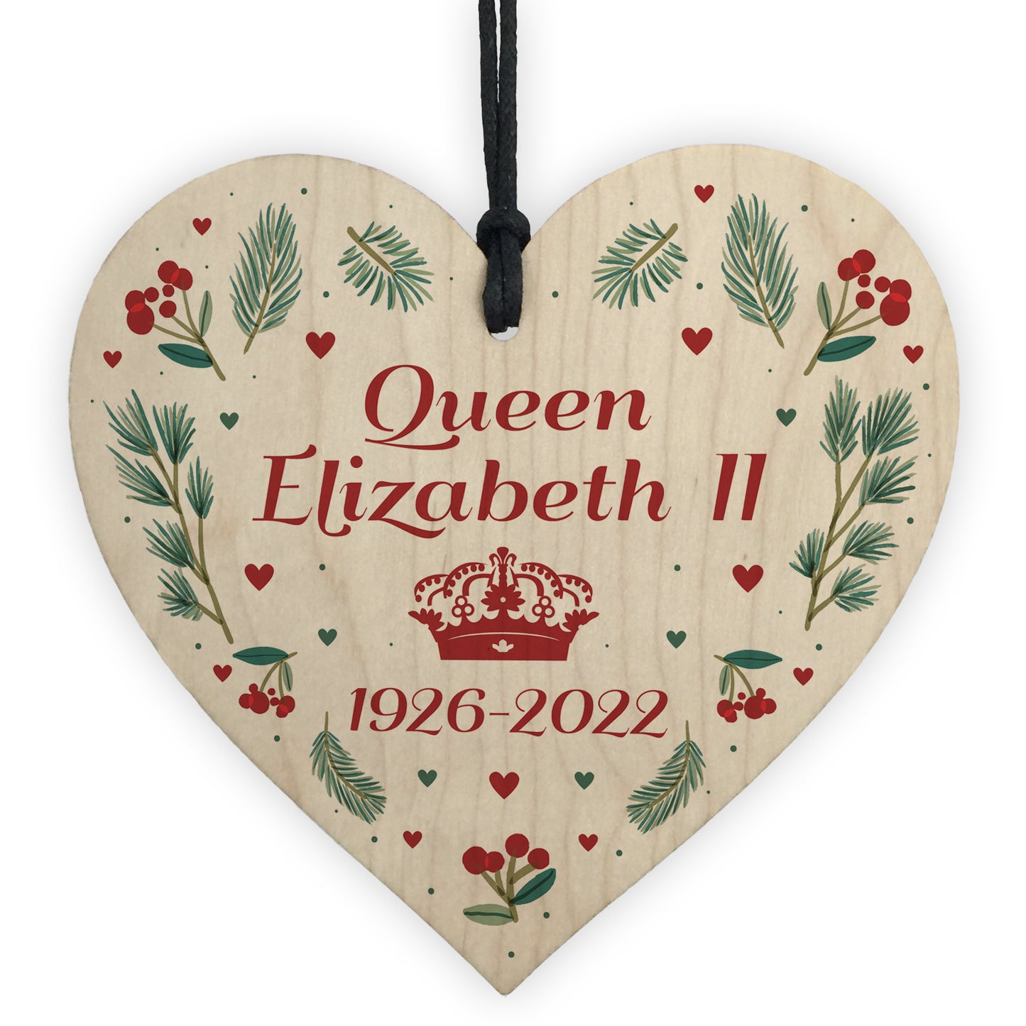 Memorial Sign For Queen Elizabeth II Wooden Heart In Memory