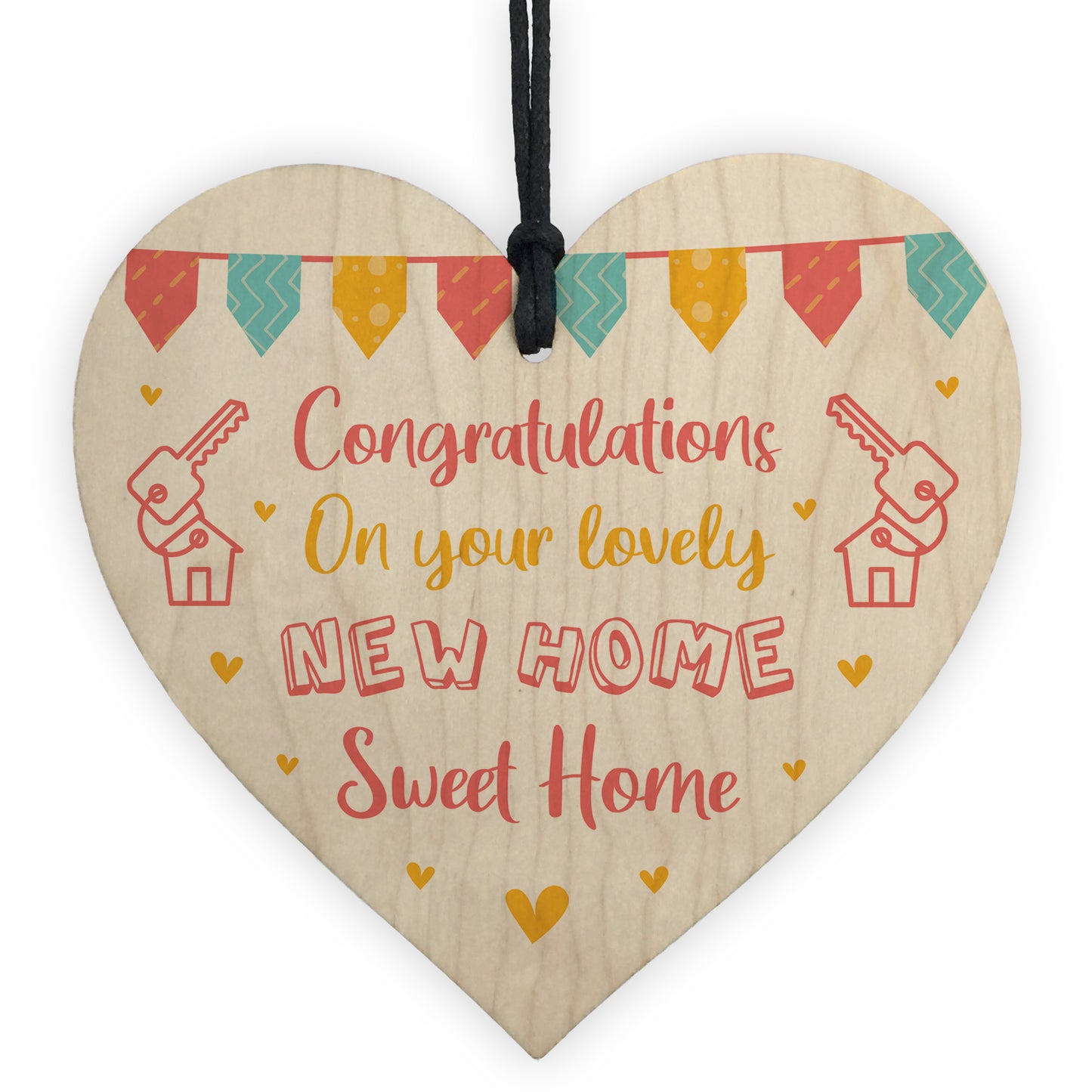 New House Warming Gift Wooden Heart New Home Congratulations
