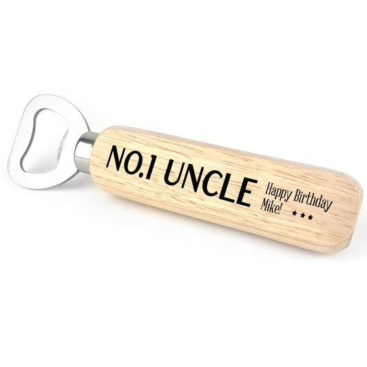 Personalised Birthday Wood Bottle Opener Gift For Uncle Novelty
