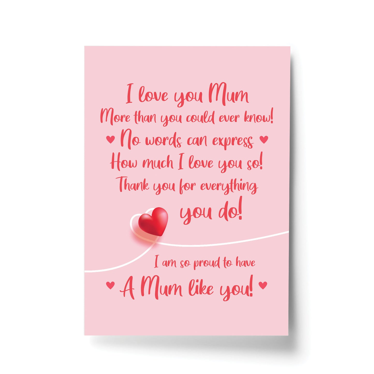 Mum Poem Daughter Son Print Keepsake THANK YOU Birthday Xmas