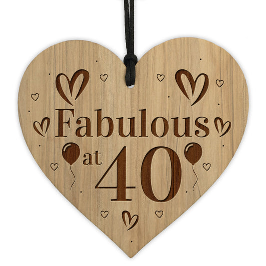 40th Birthday Gift For Her Engraved Wood Oak Heart Gifts