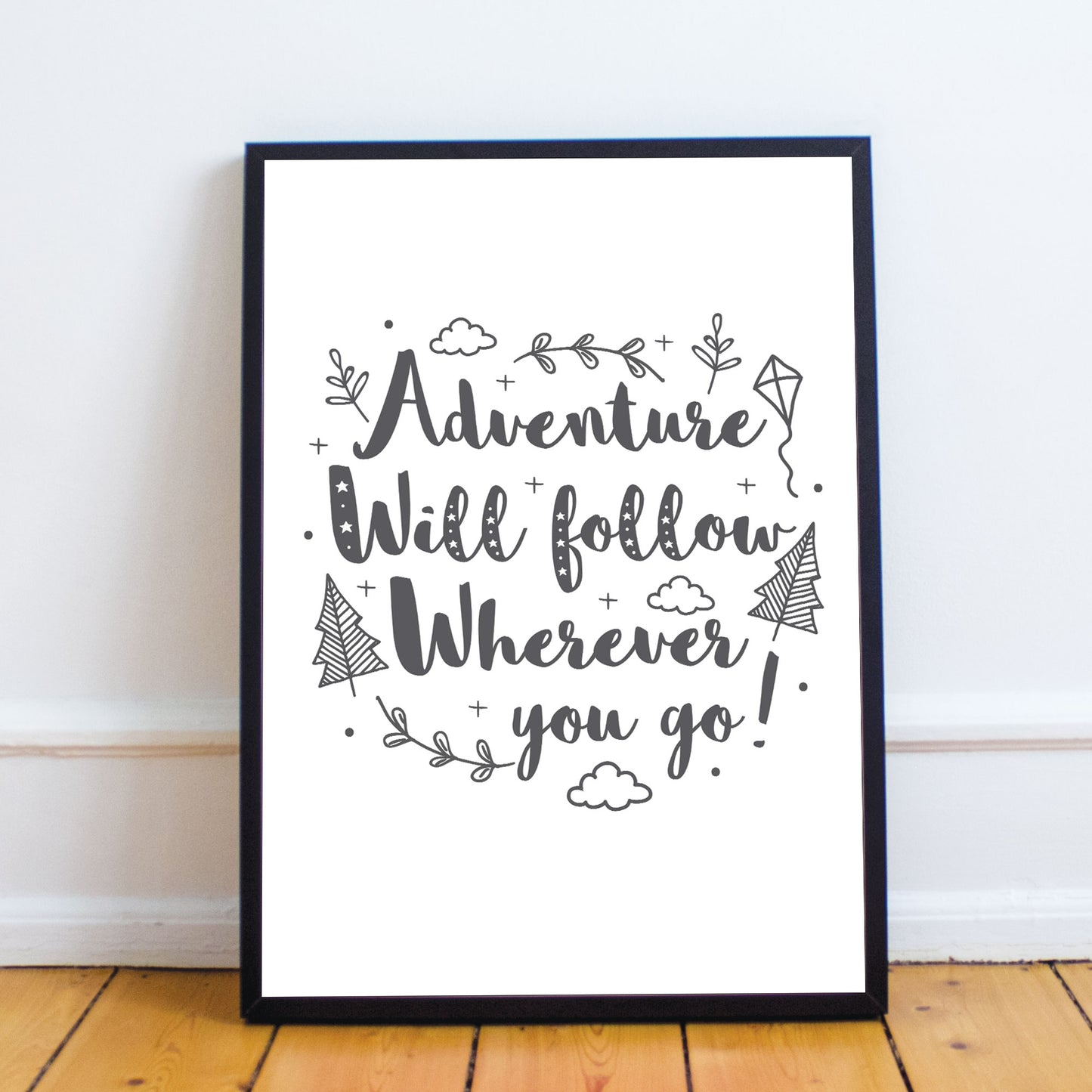 White Grey Nursery Framed Prints / Baby Room Wall Art Decoration