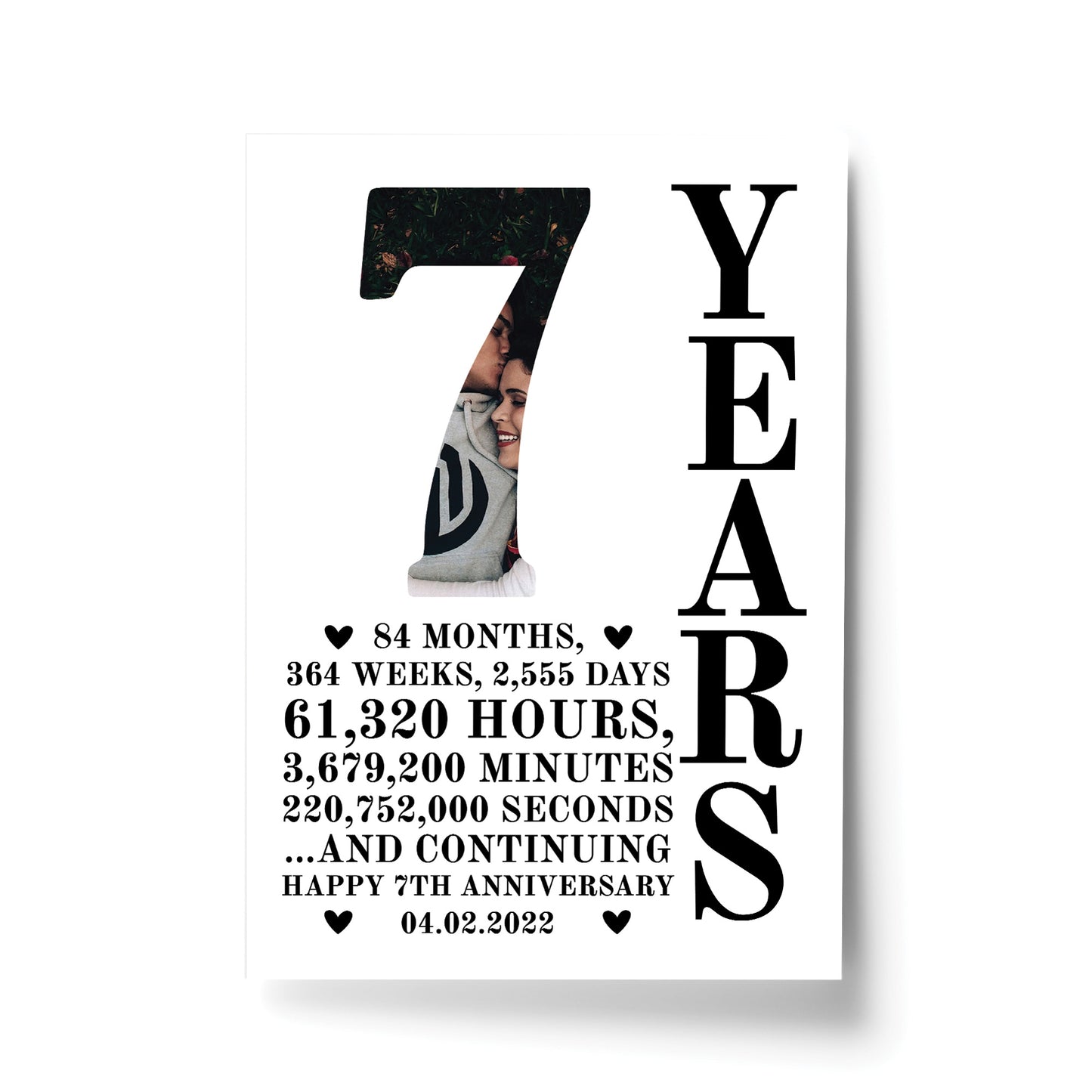 7th Anniversary Gift Print Personalised Photo Husband Wife