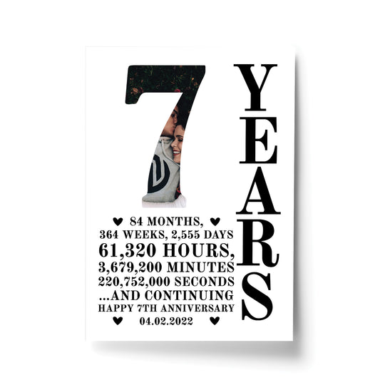 7th Anniversary Gift Print Personalised Photo Husband Wife