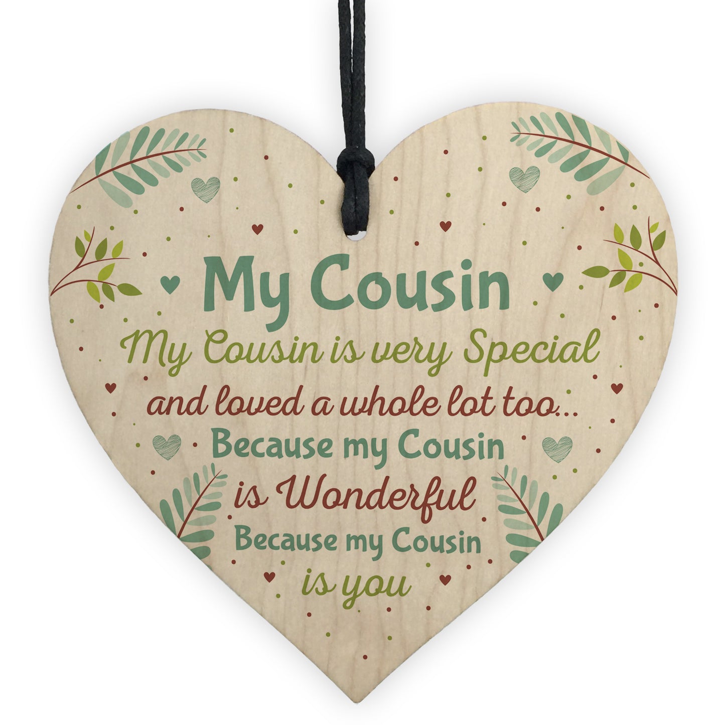 Gift For Cousin Birthday Xmas Gift Wood Heart Plaque Cousin Gift