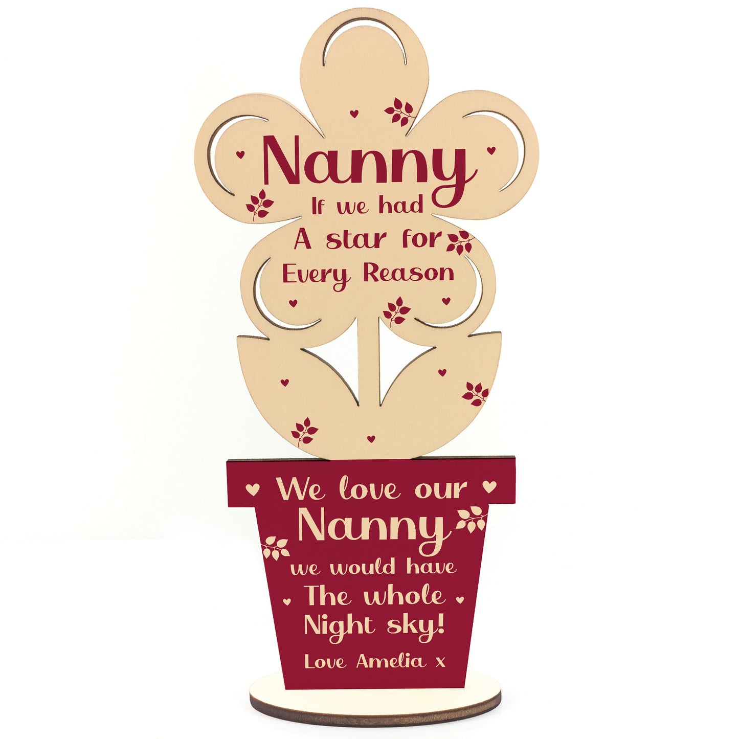 Special Gift For Nanny Birthday Mothers Day Wooden Flower