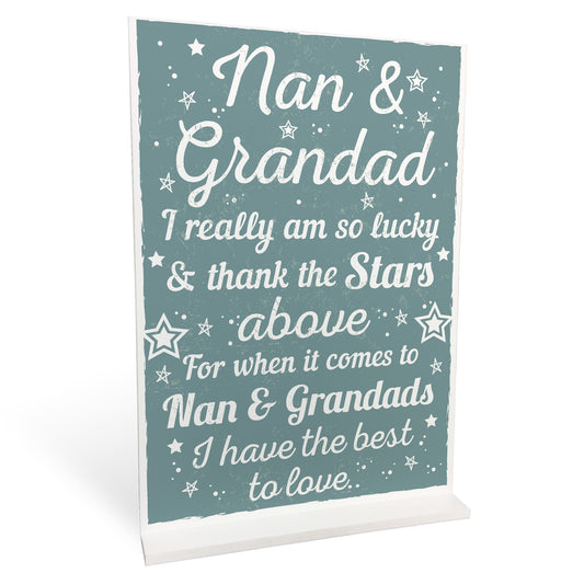 Best Nan And Grandad Gift Home Standing Plaque Grandparent Sign