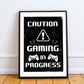 Beware Gaming Sign Boys Bedroom Decor Funny Gamer Gift Framed
