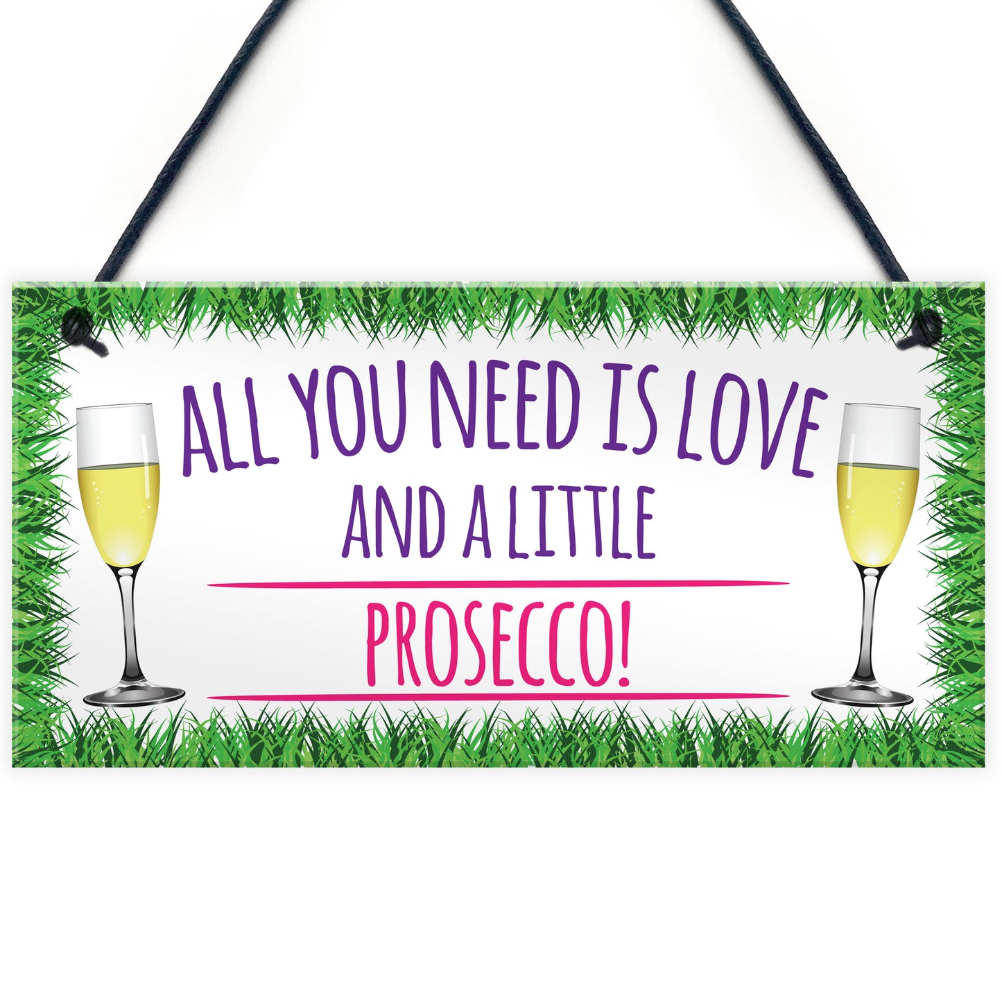 All You Need Is Love And Prosecco Alcohol Hanging Plaque