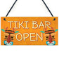 Tiki Bar OPEN Sign Novelty Decor Hanging Sign For Home Garden