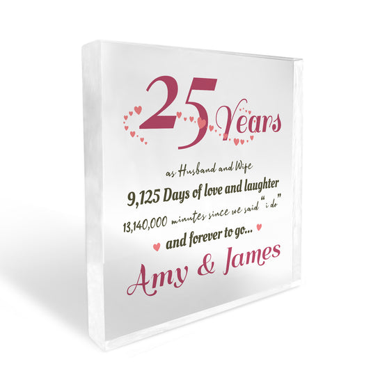 25th Wedding Anniversary Gift For Husband Wife Personalised