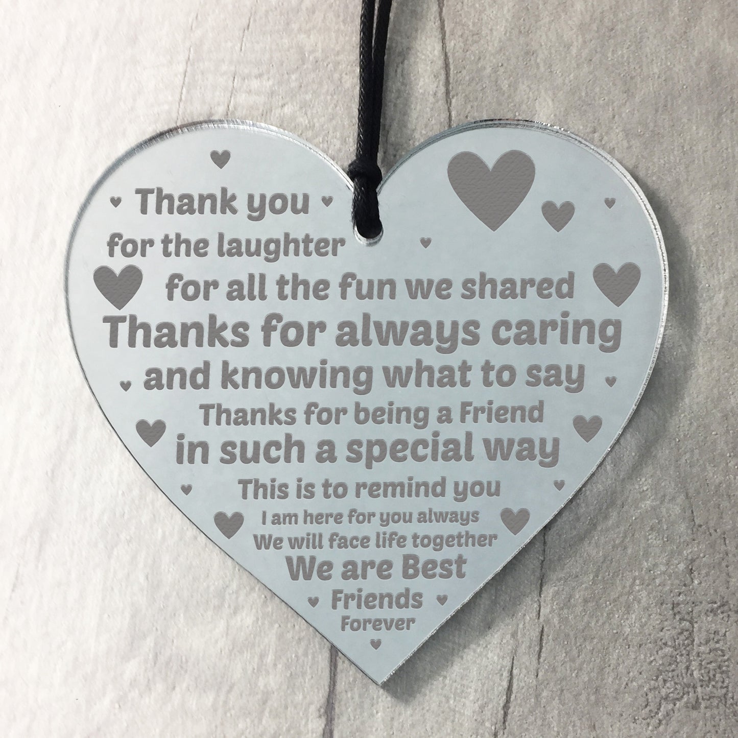 Thank You Poem Friendship Gift Engraved Heart Best Friend