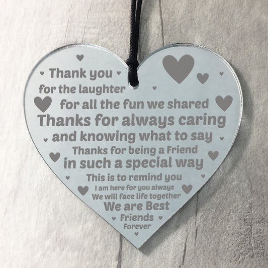 Thank You Poem Friendship Gift Engraved Heart Best Friend