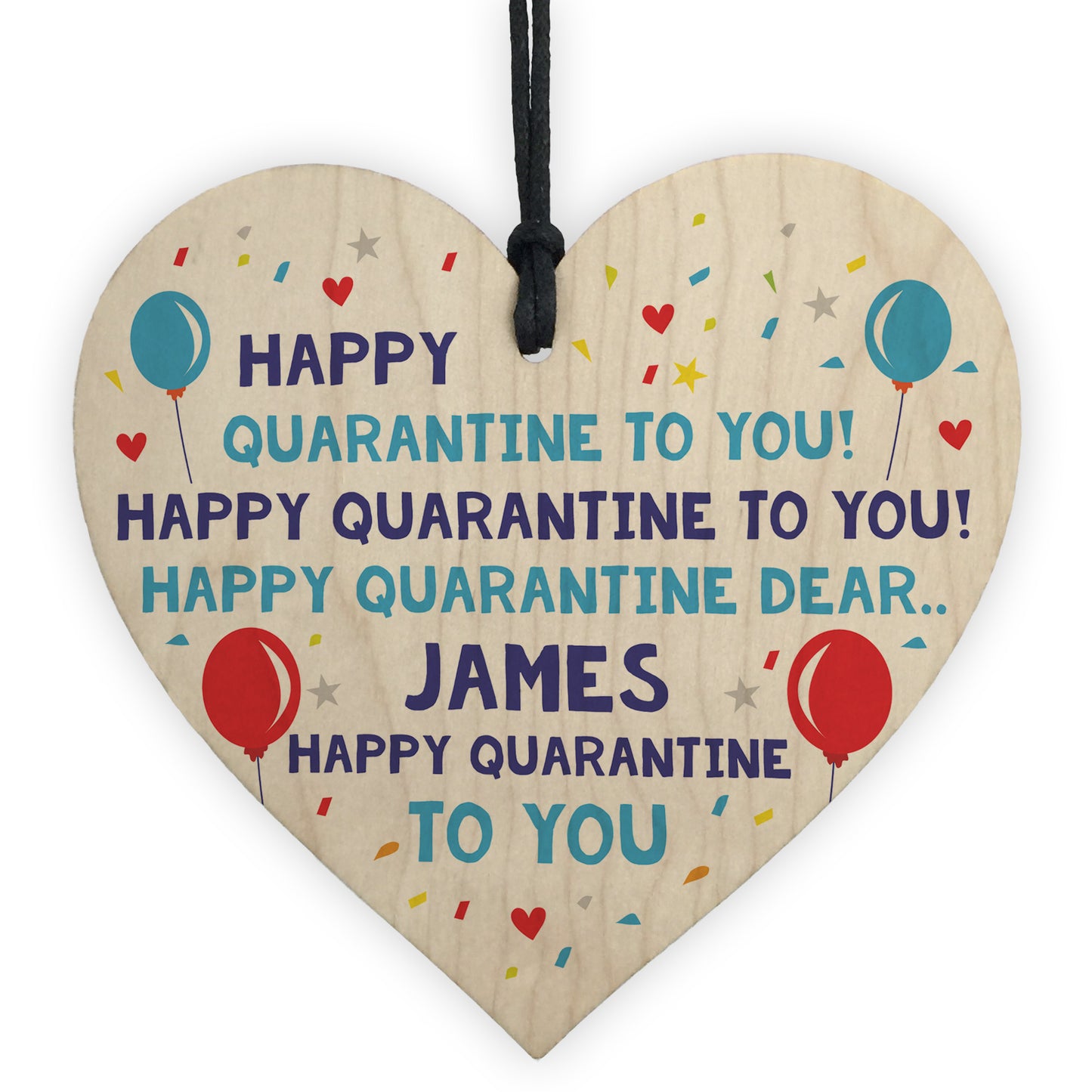 Happy Birthday Card Wooden Heart Isolation Quaratine Gift Funny