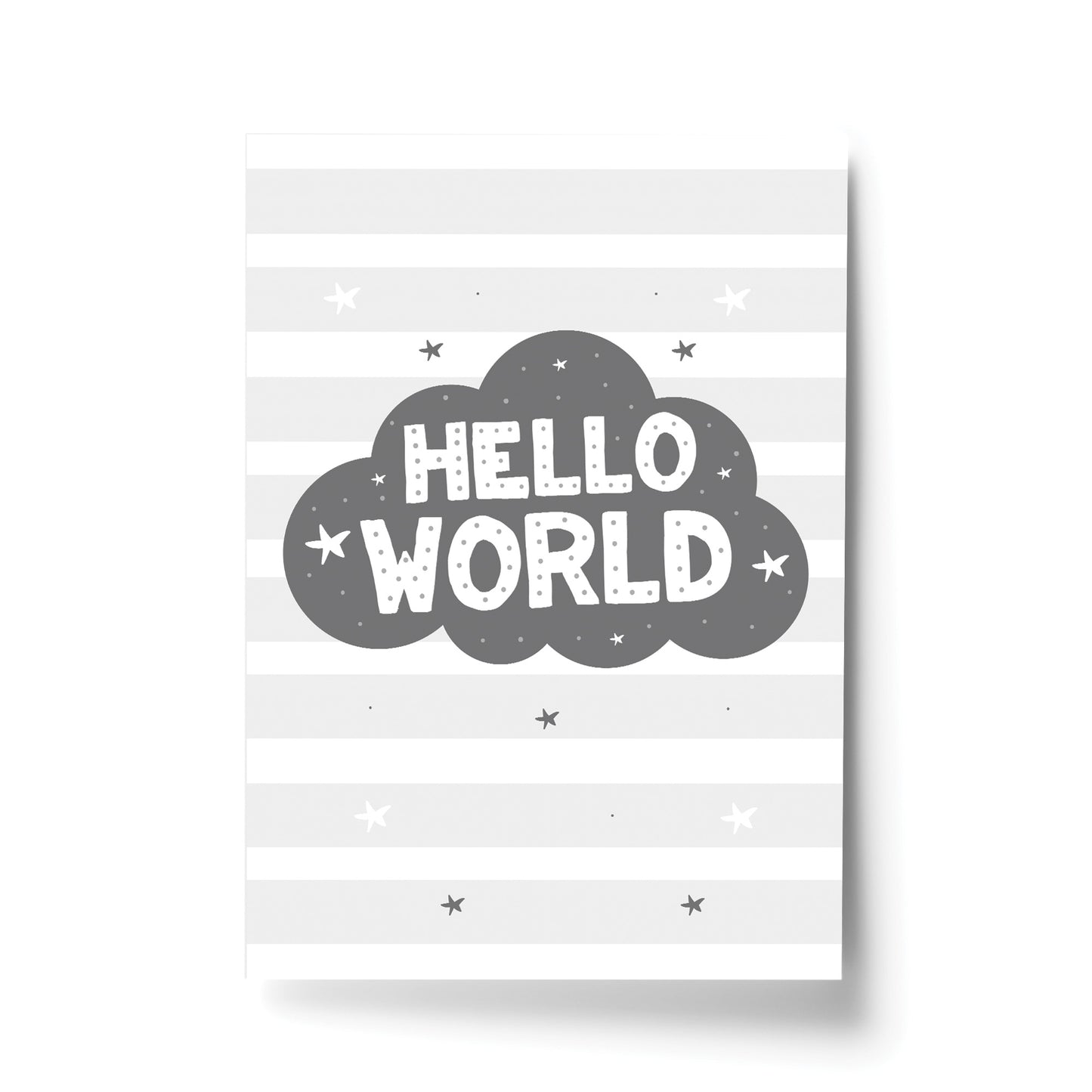 Grey Nursery Print Hello World Baby Room Pictures Wall Art Gift
