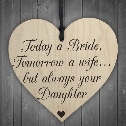 Bride Wife Daughter Wooden Hanging Heart Wedding Plaque