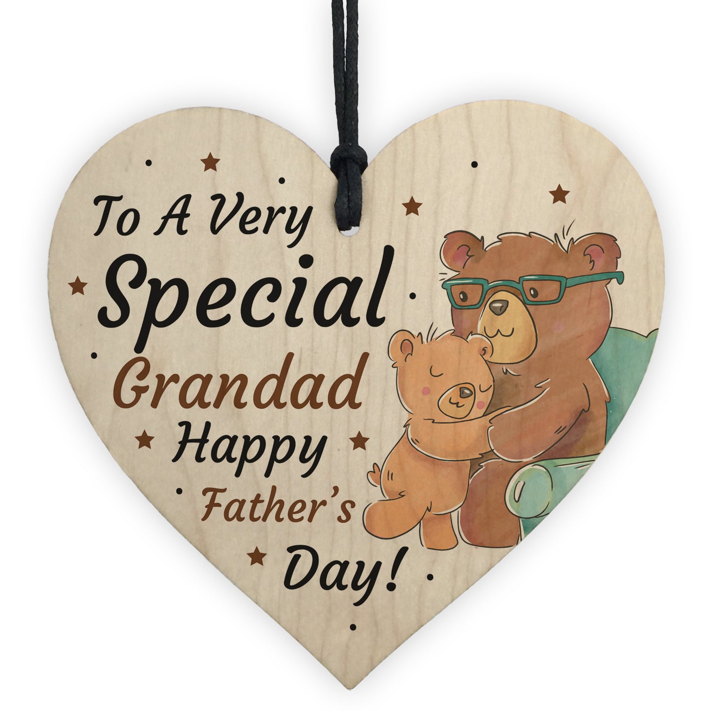 Cute Fathers Day Gift For Grandad Wood Heart Grandparent Gift