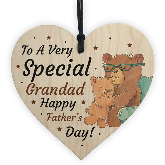 Cute Fathers Day Gift For Grandad Wood Heart Grandparent Gift