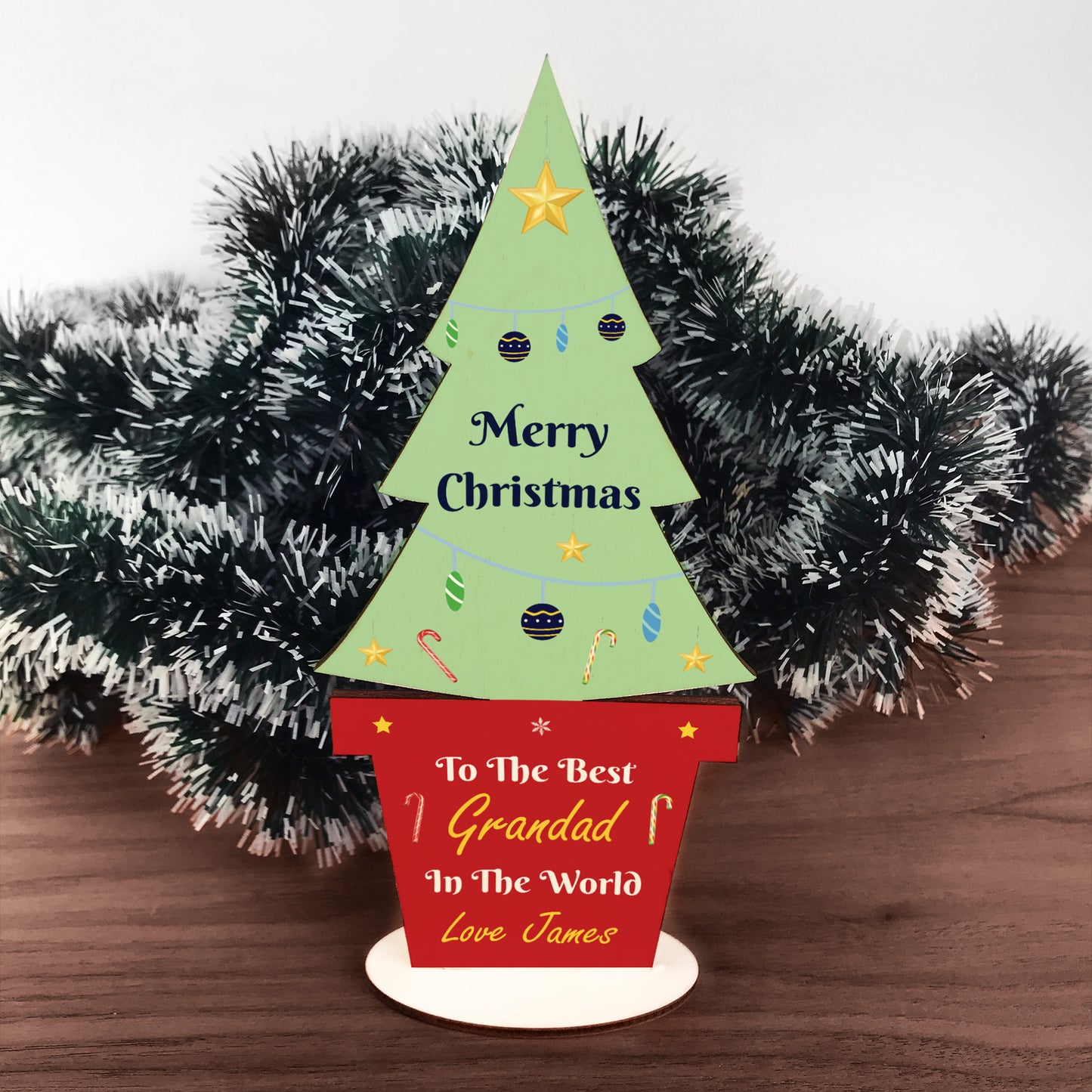 Christmas Gift For Grandad Wood Standing Christmas Tree